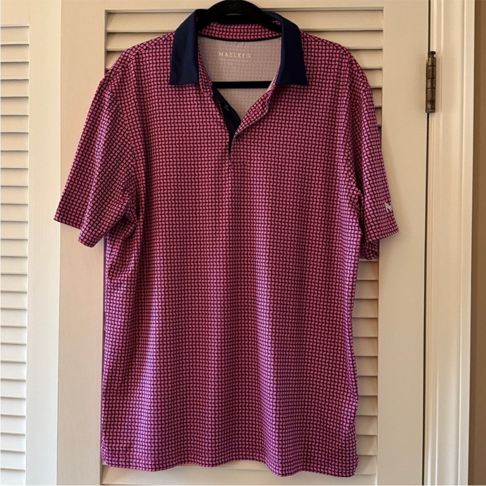 SOLD - Maelreg Pink & Navy Performance Golf Polo Size M NWOT - Picture 2 of 4
